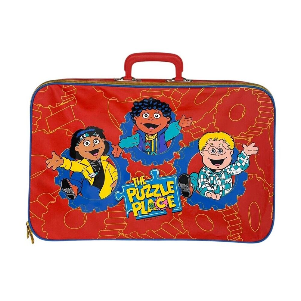 Vintage 1994 THE PUZZLE PLACE‎ PBS Kids Childrens Suitcase Luggage Red Blue